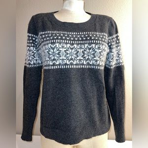 LOFT crewneck black with mohair snowflake sweater